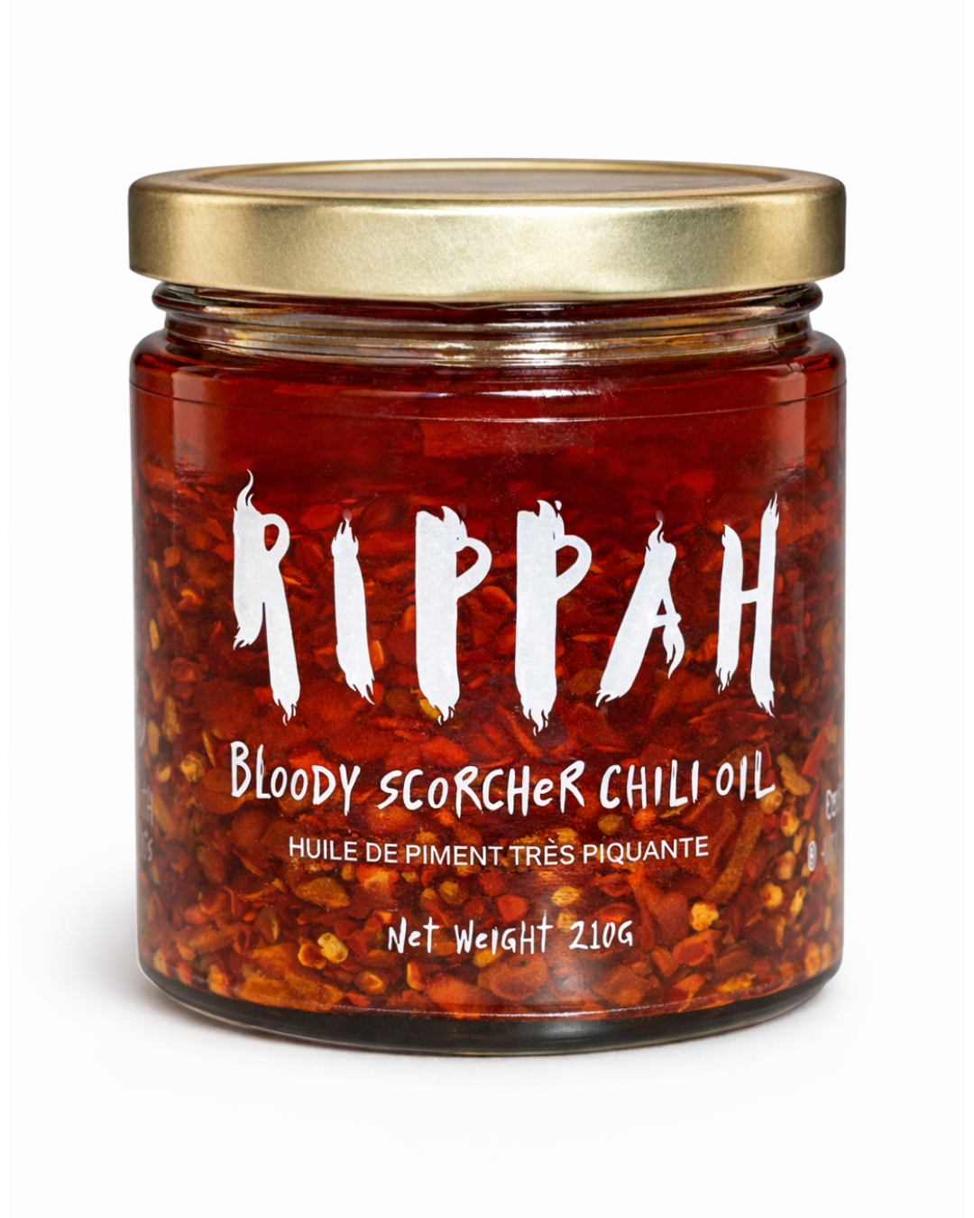 Jar of Rippah Spicy Chili Oil, 226g — the hotter version of our O.G. aromatic chili oil, handmade in Toronto.